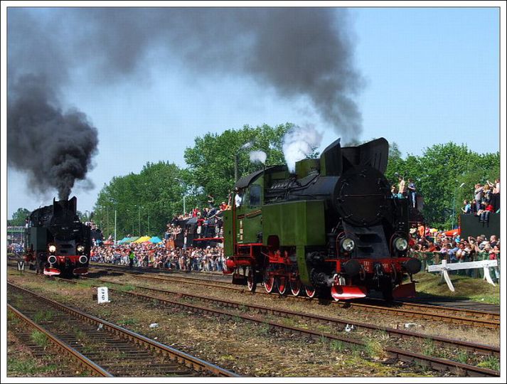 Steam engines parade in the last European working steam engines depot in Wolsztyn