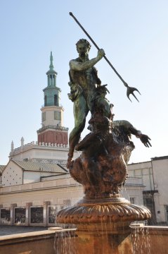 Fountains in the Old Market Square in Poznań